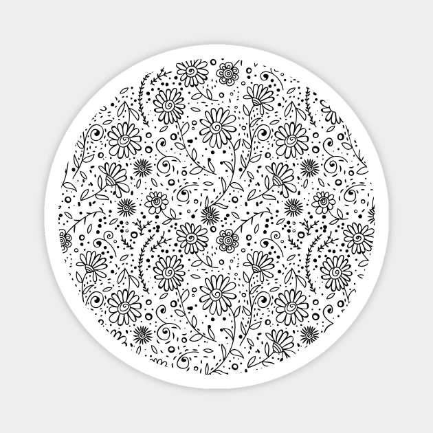 Doodle floral pattern Magnet by katerinamk